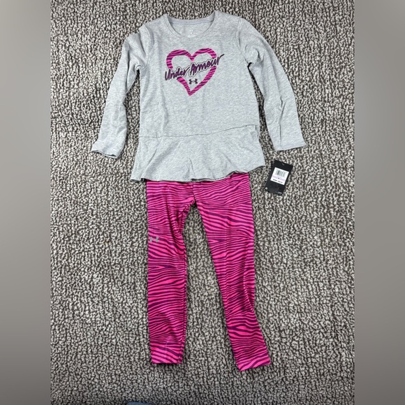 Under Armour Kids matching animal print Set - Gray and Pink - Picture 2 of 8